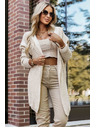 numoco Cardigan oversized confortabil cu glugă și nașă stilată - bej
