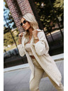 numoco Cardigan oversized confortabil cu glugă și nașă stilată - bej