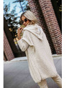 numoco Cardigan oversized confortabil cu glugă și nașă stilată - bej