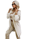 numoco Cardigan oversized confortabil cu glugă și nașă stilată - bej
