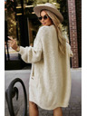 numoco Cardigan oversized modă cu broșă decorativă și buzunare practice - bej