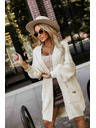 numoco Cardigan oversized modă cu broșă decorativă și buzunare practice - bej