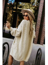 numoco Cardigan oversized modă cu broșă decorativă și buzunare practice - bej