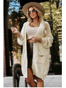 numoco Cardigan oversized modă cu broșă decorativă și buzunare practice - bej