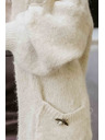 numoco Cardigan oversized modă cu broșă decorativă și buzunare practice - bej