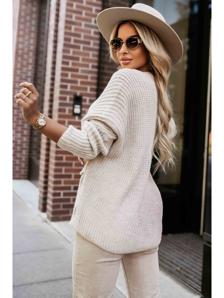 numoco basic Cardigan cald cu buzunare și mansete pe mâneci - bej