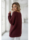 numoco Pulover cald oversized cu țesătură densă și decolteu în V - vișiniu