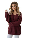 numoco Pulover cald oversized cu țesătură densă și decolteu în V - vișiniu