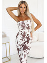numoco SAVANNAH rochie aderentă fără bretele - model boho maro-alb