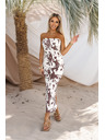 numoco SAVANNAH rochie aderentă fără bretele - model boho maro-alb