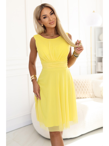 numoco basic Rochie de nuntă cu strat de tul și talie evidențiată - lemon limoncello