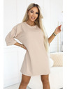 numoco Rochie oversize lejeră din bumbac cu mâneci scurte - bej