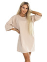 numoco Rochie oversize lejeră din bumbac cu mâneci scurte - bej