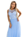 numoco Rochie maxi romantică de nuntă cu dantelă brodata și tul - albastru deschis