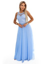 numoco Rochie maxi romantică de nuntă cu dantelă brodata și tul - albastru deschis