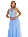 numoco Rochie maxi romantică de nuntă cu dantelă brodata și tul - albastru deschis
