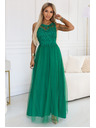 numoco Rochie maxi romantică de nuntă cu dantelă brodata și tul - verde