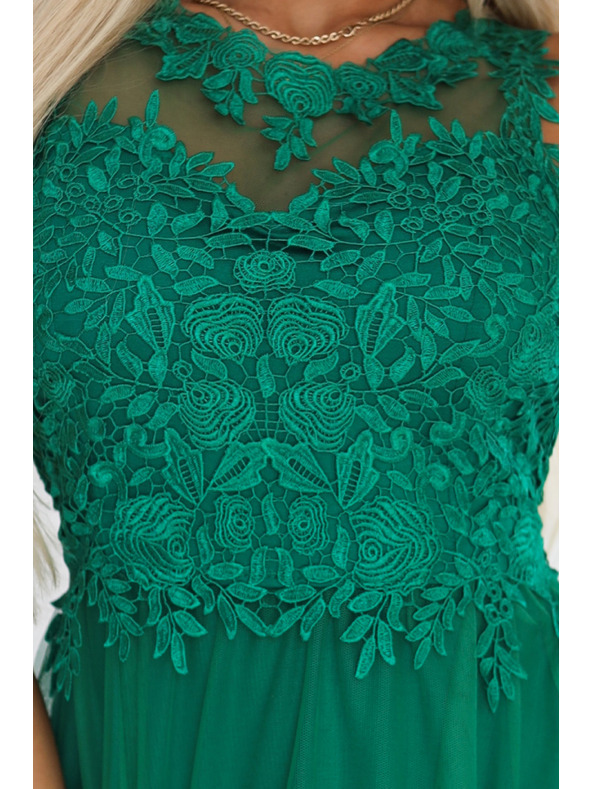 numoco Rochie maxi romantică de nuntă cu dantelă brodata și tul - verde