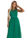 numoco Rochie maxi romantică de nuntă cu dantelă brodata și tul - verde