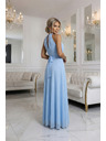 numoco Rochie maxi elegantă de seară halter cu tul și legătură la talie - albastru deschis