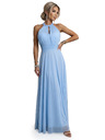 numoco Rochie maxi elegantă de seară halter cu tul și legătură la talie - albastru deschis