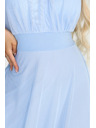 numoco Rochie maxi elegantă de seară halter cu tul și legătură la talie - albastru deschis
