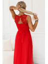numoco Rochie maxi romantică de nuntă cu dantelă brodata și tul - roșie