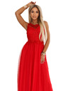 numoco Rochie maxi romantică de nuntă cu dantelă brodata și tul - roșie