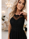 numoco Rochie maxi romantică cu dantelă brodata și tul - neagră