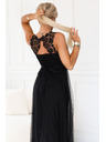 numoco Rochie maxi romantică cu dantelă brodata și tul - neagră