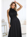 numoco VERONICA rochie lungă de lux cu accent brocat și croiala elegantă - neagră