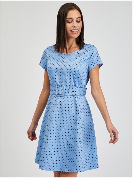 Orsay Rochie de damă albastră buline cu curea ORSAY