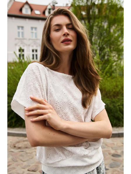 Moodo Tricou alb cu mânecă scurtă Moodo