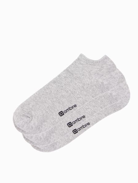 Ombre Clothing Șosete pentru bărbați 3-pack - gri melanj V3 OM-SOSS-0102 Ombre Clothing