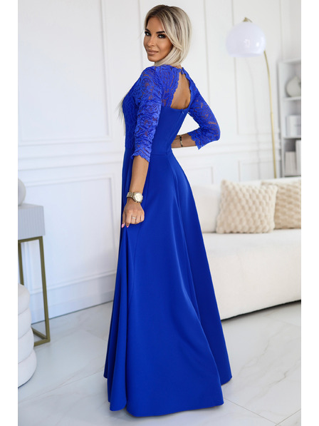 numoco Rochie lungă elegantă din dantelă cu decolteu în formă de inimă - albastru Numoco AMBER