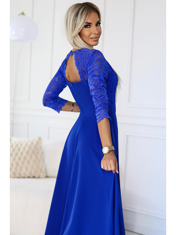numoco Rochie lungă elegantă din dantelă cu decolteu în formă de inimă - albastru Numoco AMBER