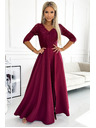 numoco Rochie lungă elegantă maxi cu decolteu din dantelă - burgundy Numoco AMBER