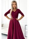 numoco Rochie lungă elegantă maxi cu decolteu din dantelă - burgundy Numoco AMBER