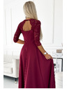 numoco Rochie lungă elegantă maxi cu decolteu din dantelă - burgundy Numoco AMBER