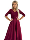 numoco Rochie lungă elegantă maxi cu decolteu din dantelă - burgundy Numoco AMBER