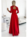 numoco Rochie lungă din dantelă, elegantă, cu decolteu în formă de inimă și crăpătură pe picior - roșu Numoco AMBER