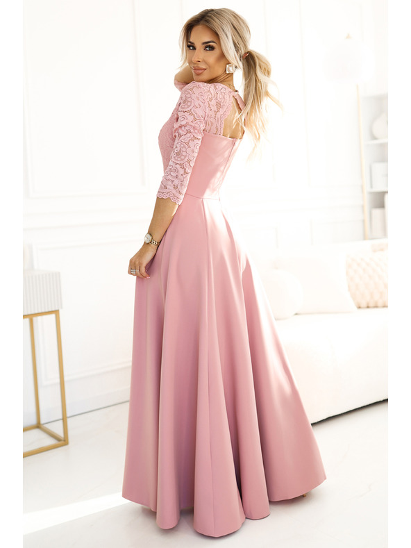 numoco Rochie lungă elegantă din dantelă cu decolteu Numoco