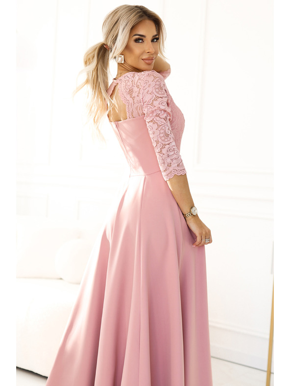 numoco Rochie lungă elegantă din dantelă cu decolteu Numoco