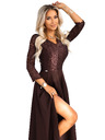 numoco AMBER rochie lungă elegantă din dantelă cu decolteu - ciocolată