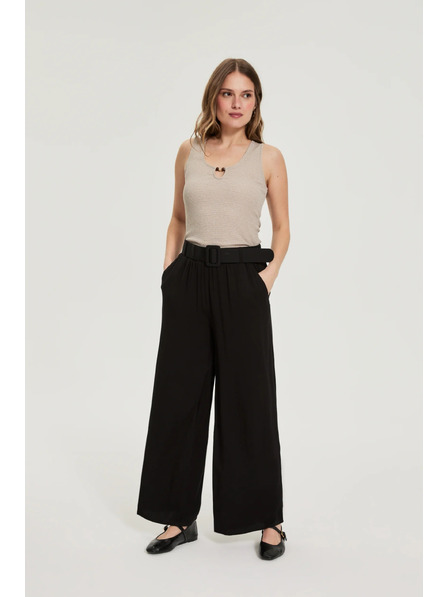 Moodo Pantaloni negri cu curea Moodo