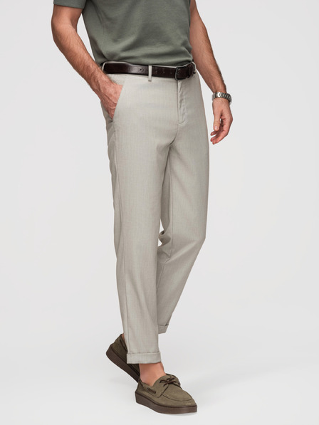 Ombre Clothing Pantaloni chino REGULAR FIT pentru bărbați cu talie elastică - gri și bej V1 P1525 Ombre Clothing