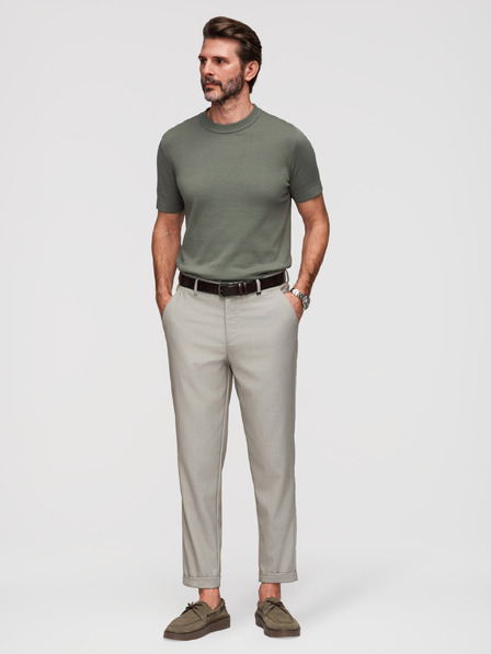 Ombre Clothing Pantaloni chino REGULAR FIT pentru bărbați cu talie elastică - gri și bej V1 P1525 Ombre Clothing