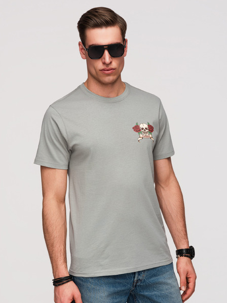 Ombre Clothing Tricou din bumbac pentru bărbați regular fit cu imprimeu tatuaj vintage - gri V1 OM-TSPT-0257 Ombre Clothing