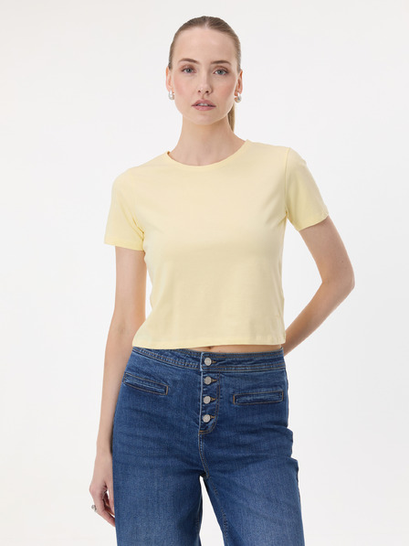 Orsay Tricou crop pentru femei galben cu mânecă scurtă ORSAY
