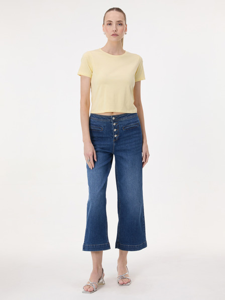 Orsay Tricou crop pentru femei galben cu mânecă scurtă ORSAY